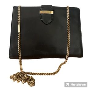 Salvatore Ferragamo black chain leather purse vintage